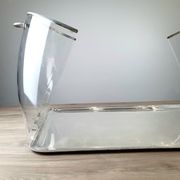 Large serving platter with lid, in silver metal.