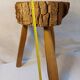 Brutalist tripod stool - French popular craftsmanship from the 20th century