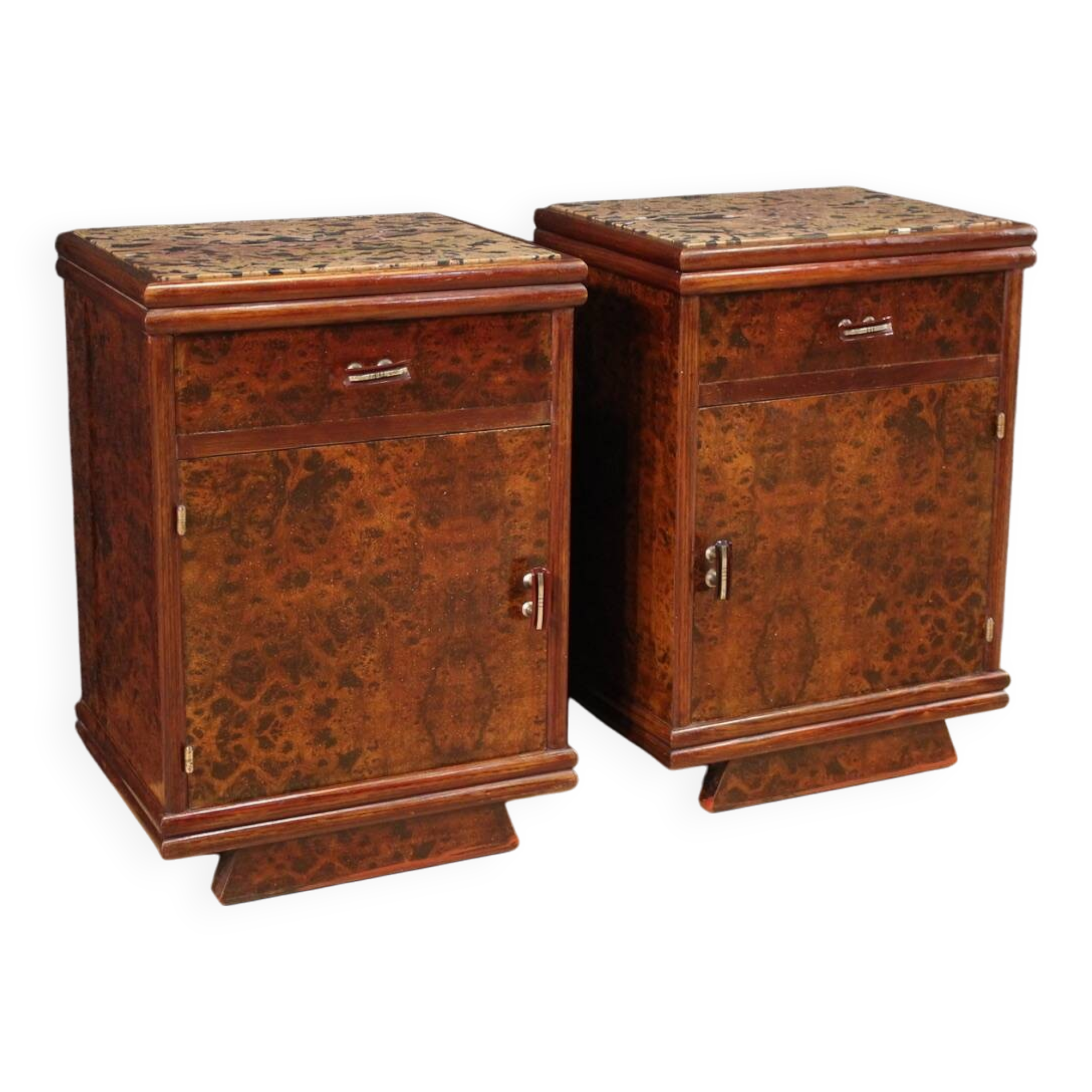 Pair of Italian Marble Top Nightstands from the 20th Century