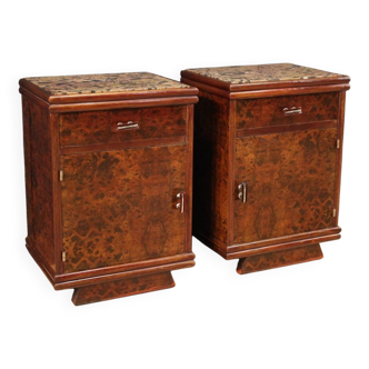 Paire de tables de chevet italiennes en marbre du XXe siècle