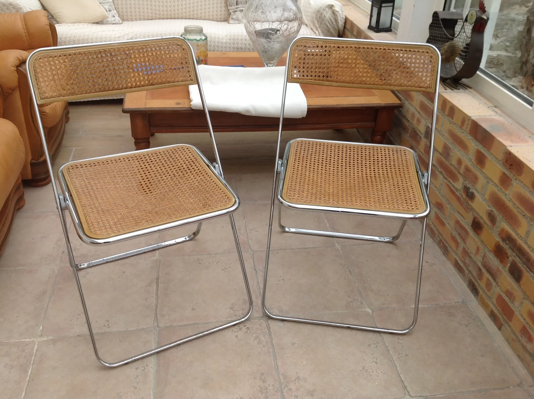 Pair of folding chairs made in Italy