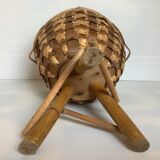 Cache pot tripod bamboo straw
