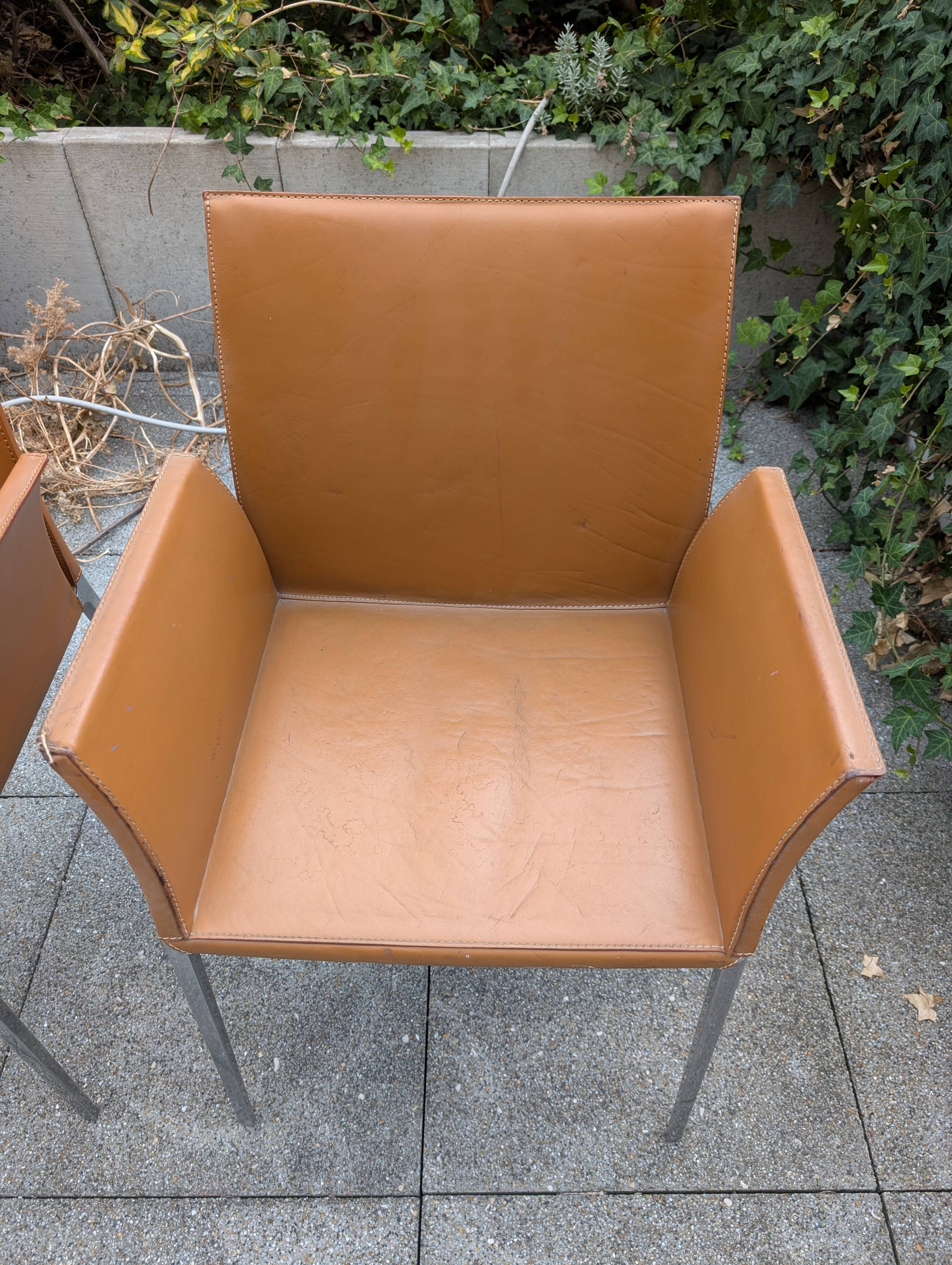 Paire de fauteuils Lia par Roberto Barbieri pour Zanotta — Cuir cognac