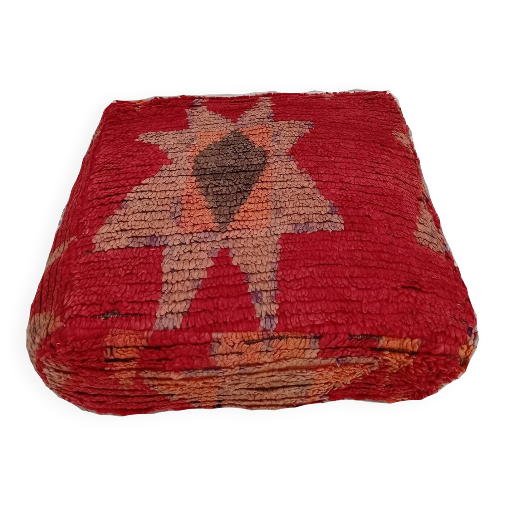 Handmade Berber pouf in wool 60 X 60 X 20 CM