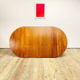Extendable round mid century teak dining table, 1950s, Denmark
