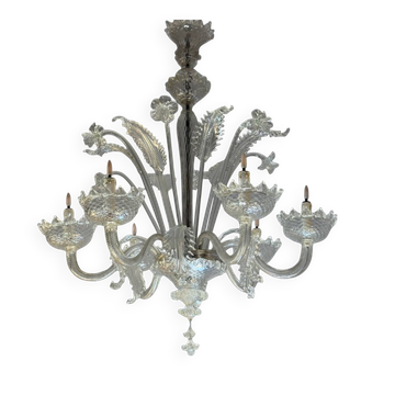 Venetian chandelier made of Murano glass, six light arms, circa 1940.