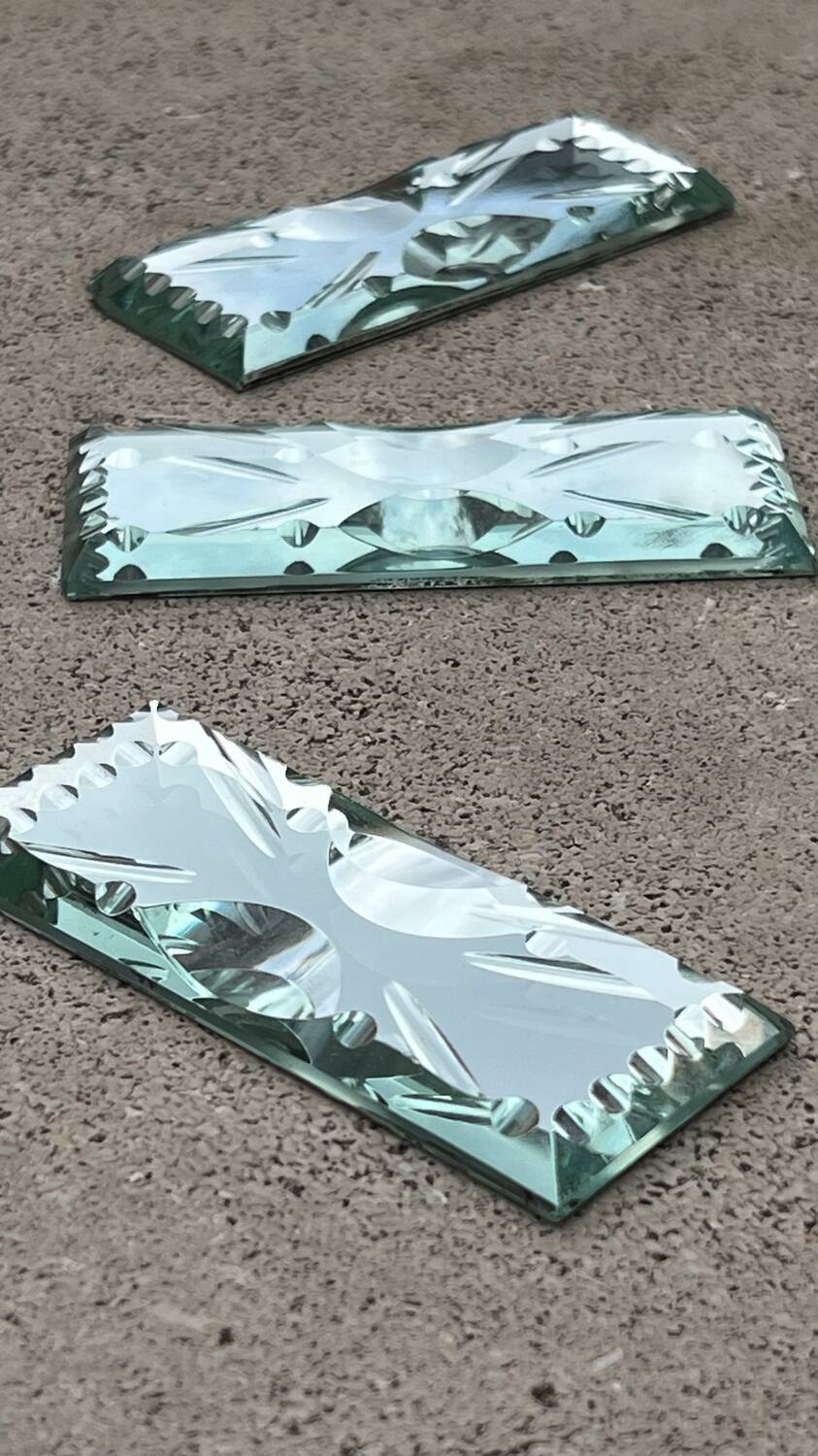 Beveled mirror glass - knife holders bottle coasters