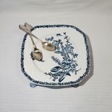 Compotier or cake display in earthenware of Pexonne model Fleurs de Champs, iron earth