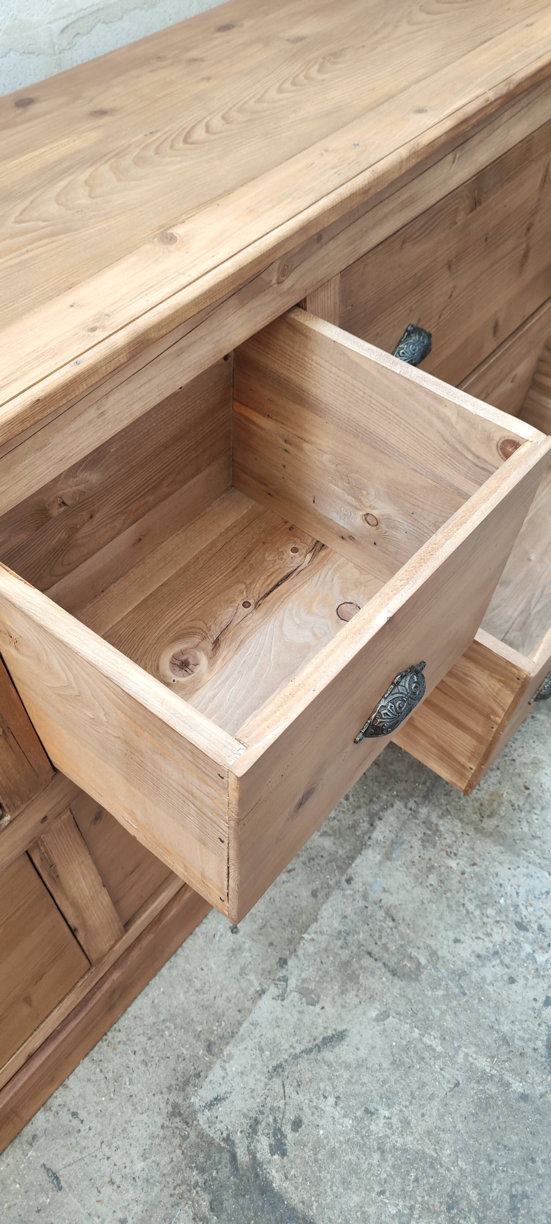 Old trade furniture with six solid pine drawers