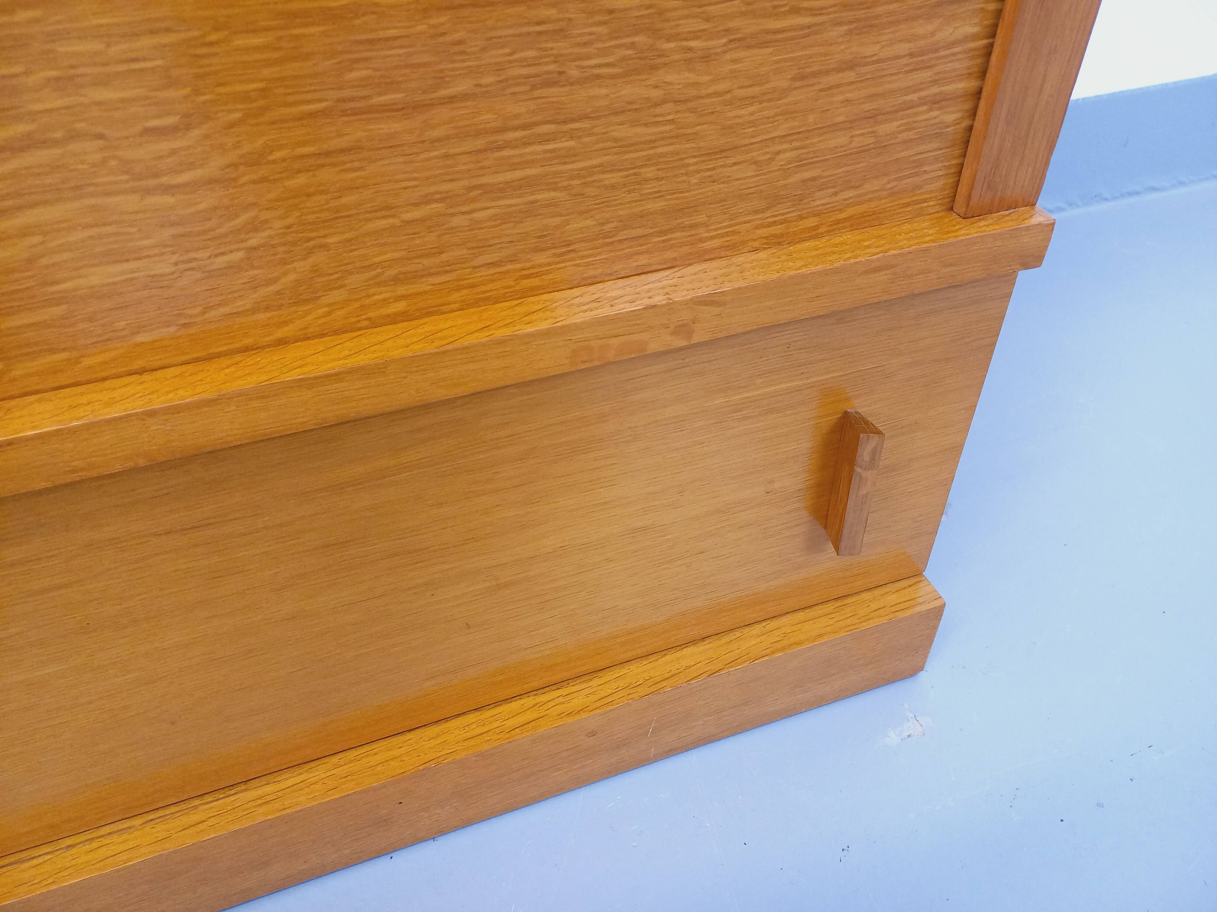 Vintage oak storage bookshelf from the 1960s.