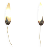 Pair of 1950s designer glass wall lights.