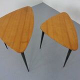 Mid-Century Triangular Birch Side Tables, 1960s, Set of 2