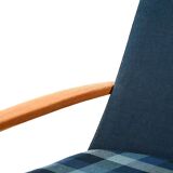 Scandinavian oak and blue wool armchair