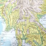 Vintage map Indochina Asia Thailand 43x43cm from 1950