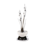 Chromium and alabaster metal reed lamp, 1980s