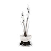 Lampe roseaux en métal chromé et albâtre, années 1980