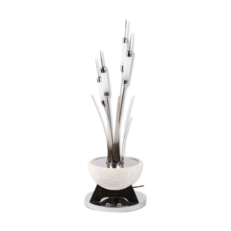 Chromium and alabaster metal reed lamp, 1980s