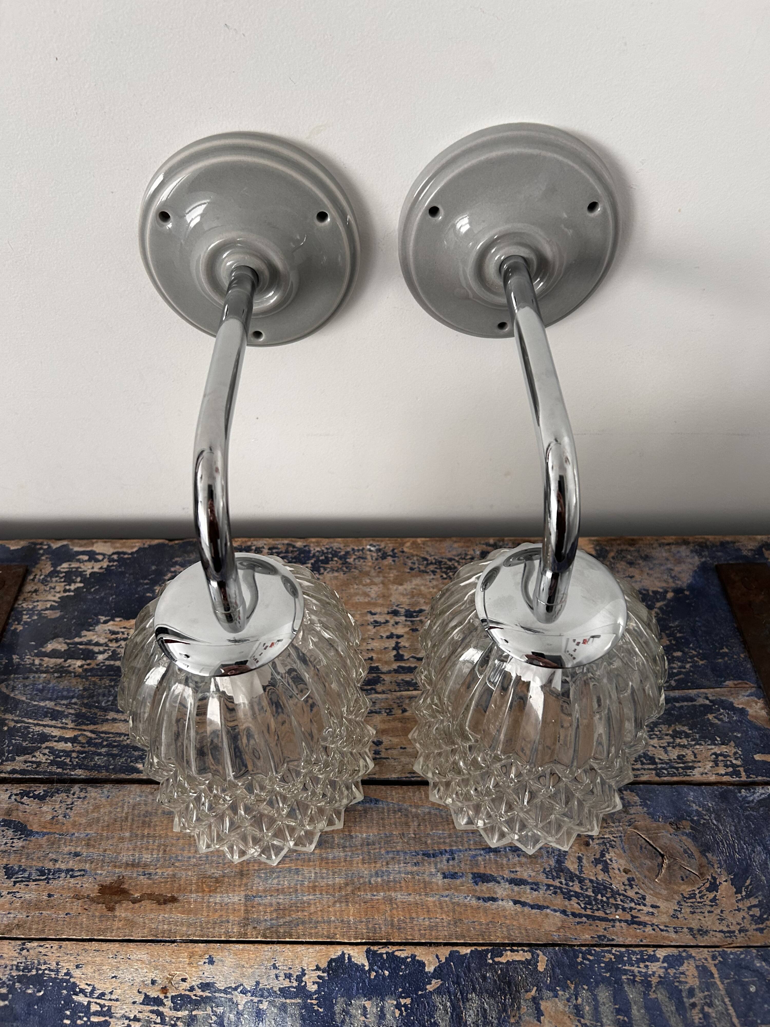 Paire d’appliques vintage chromées