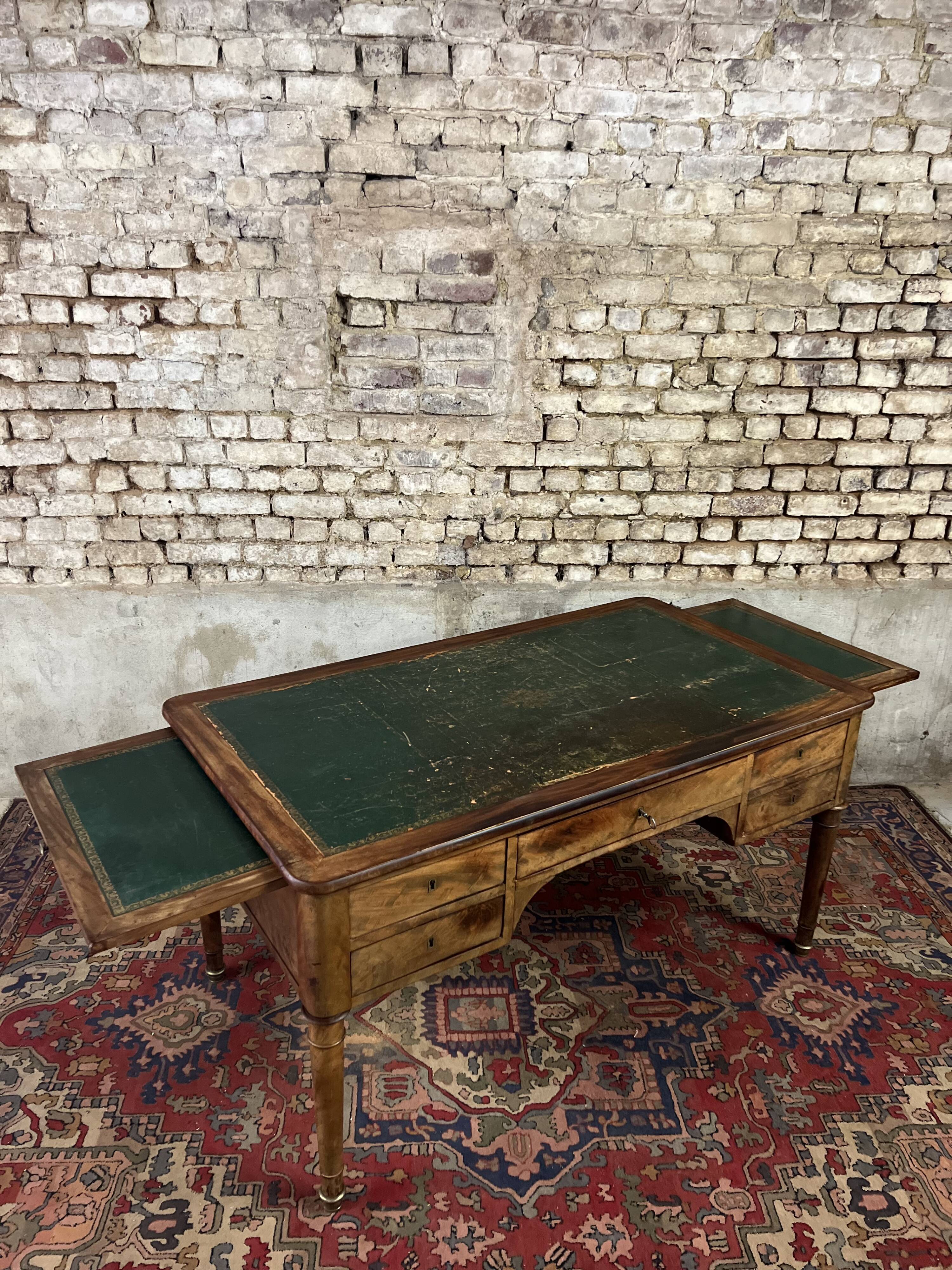 Flat mahogany desk Louis Philippe XIX century