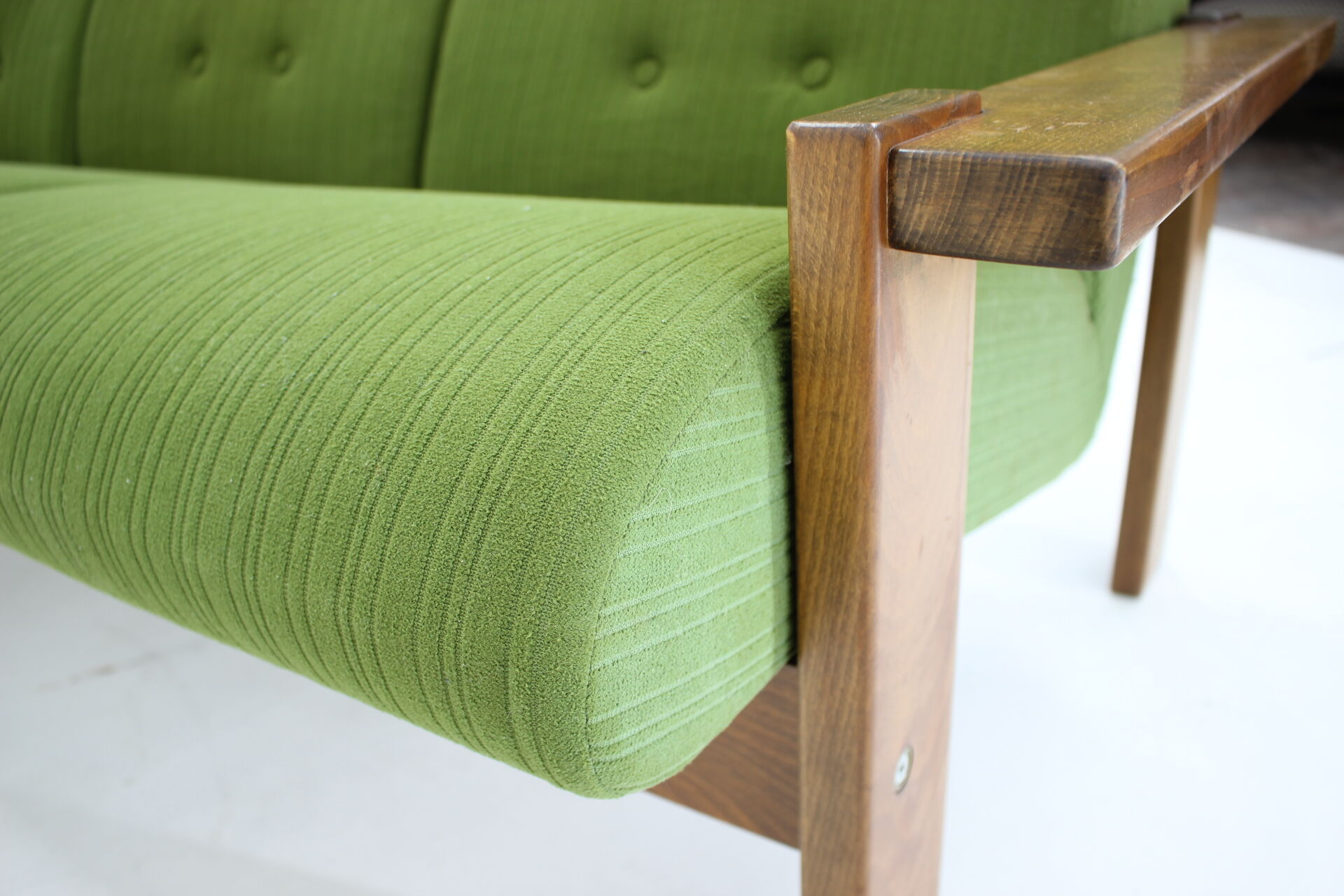 3-seater beech sofa from the 1970s, Czechoslovakia