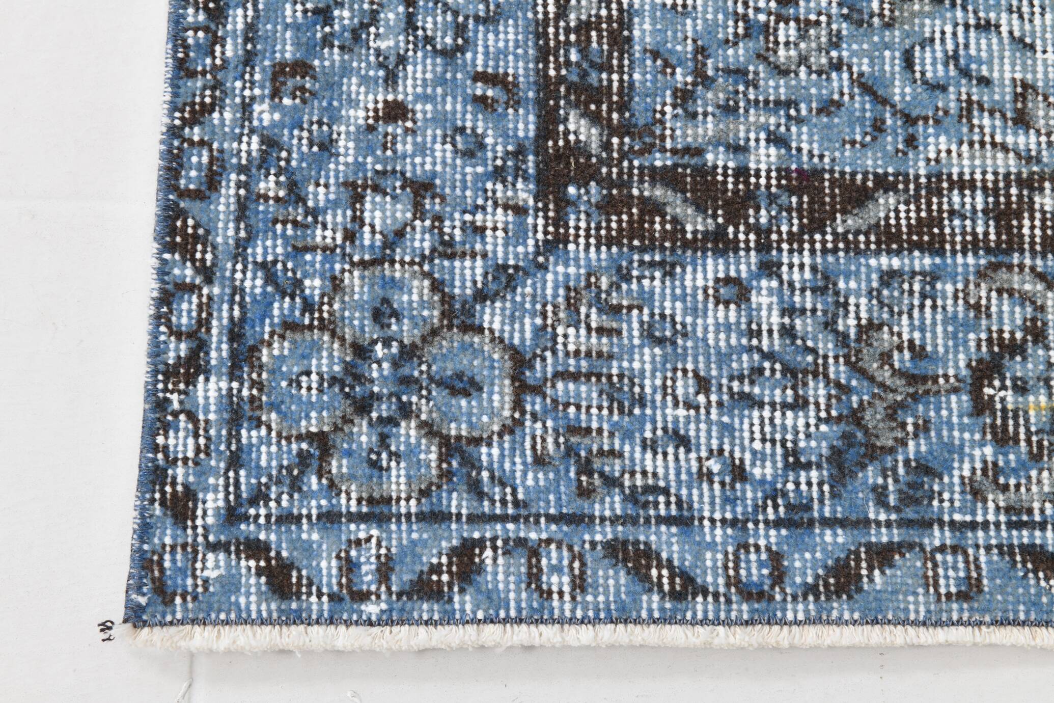 3x7 Navy Blue Vintage Runner Rug, 78x218Cm