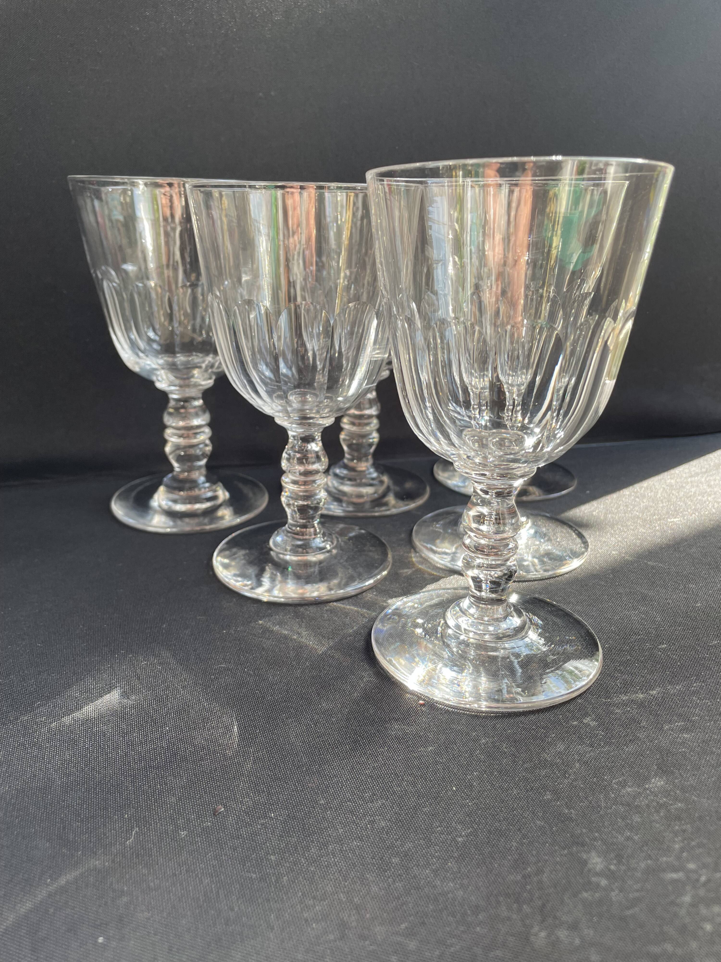 6 Baccarat Clermont 19th century wine glasses