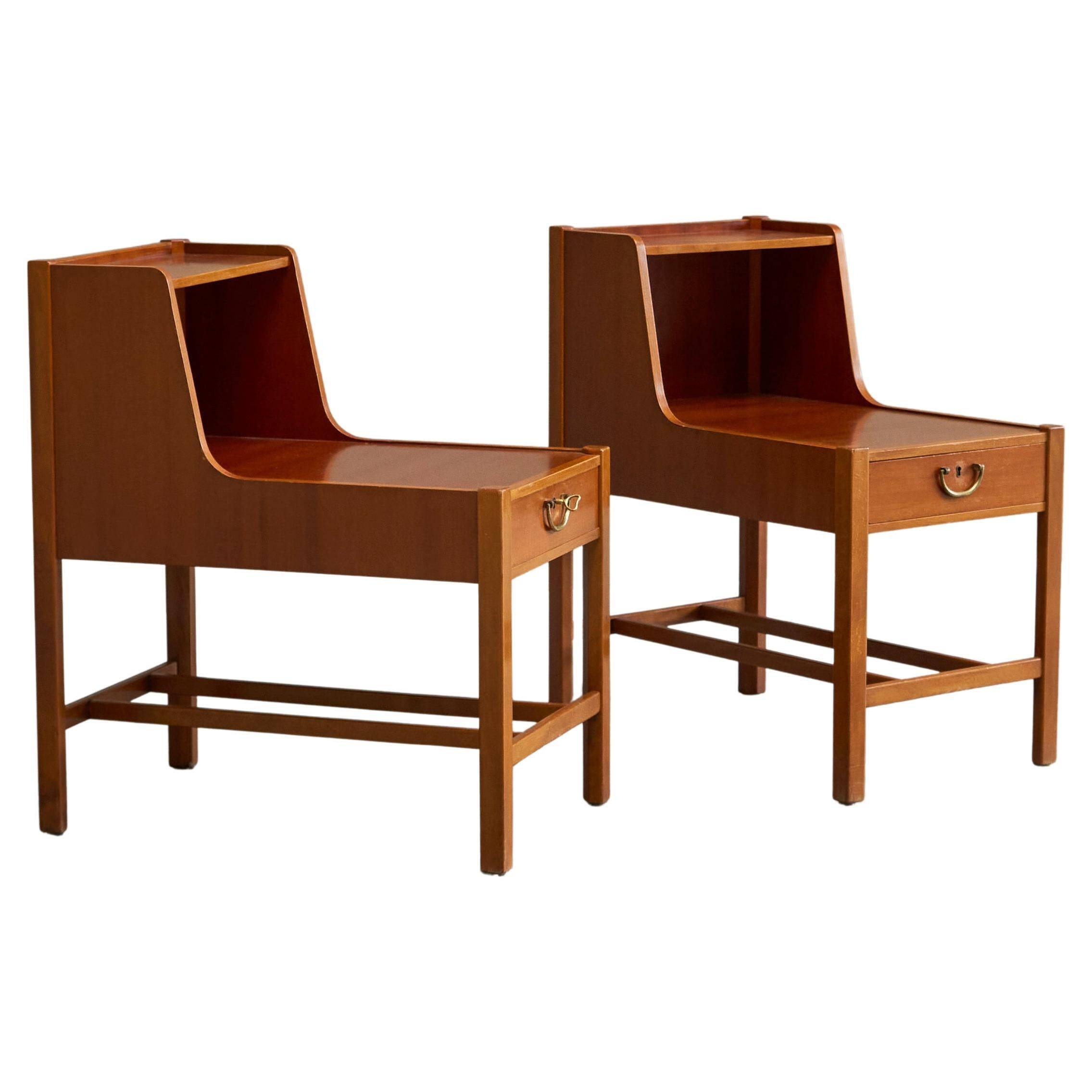 Pair of bedside tables by Nordiska Kompaniet in teak, 1952, by David Rosén.