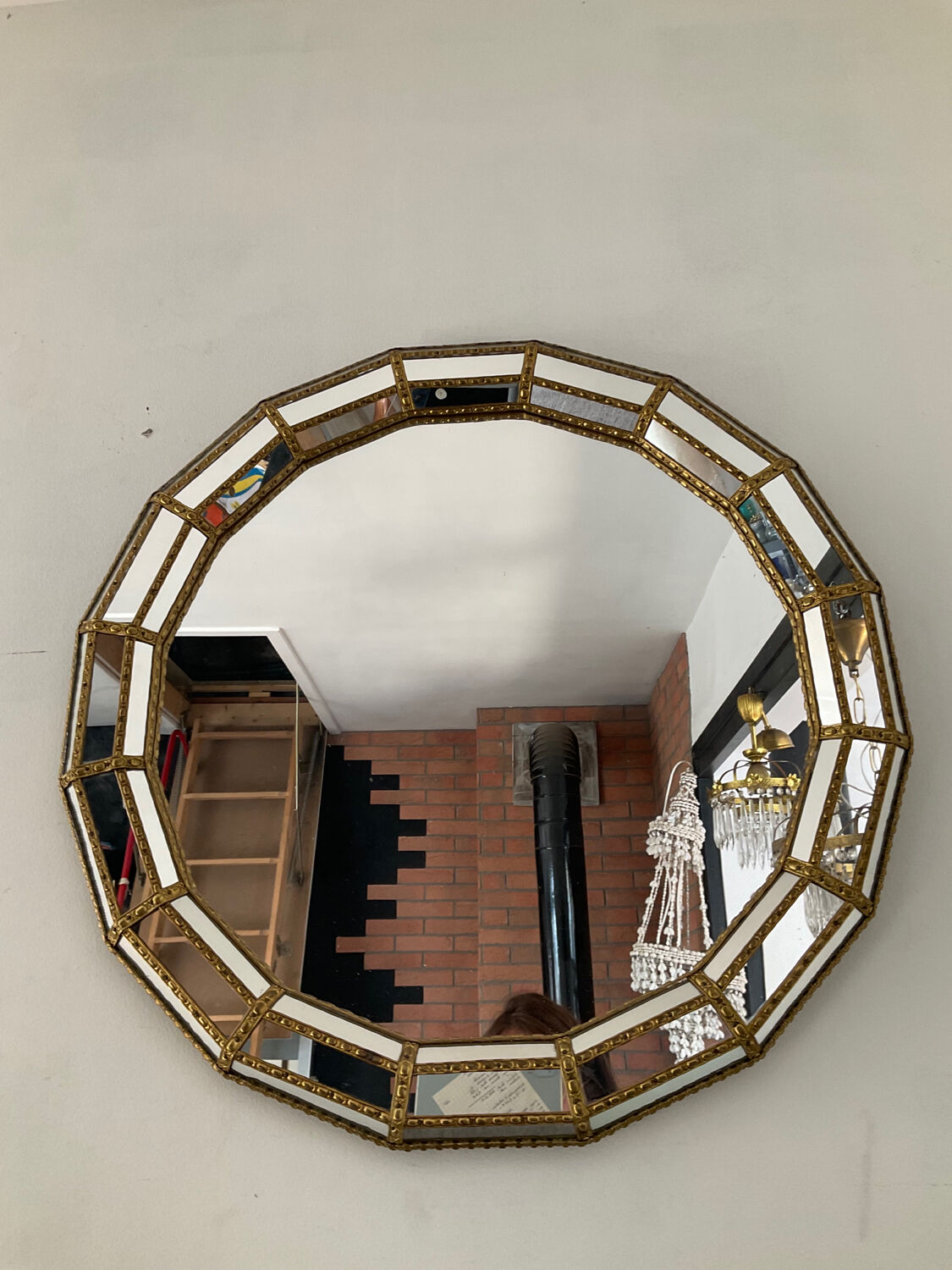 Vintage mirror in brass and parcloses 60s