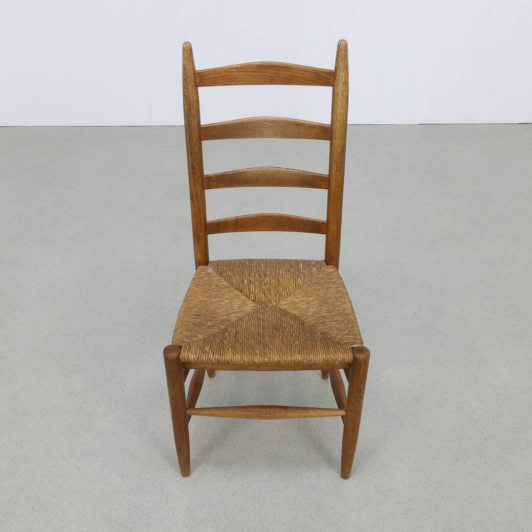 3x Ladder Chair in Oak & Rush, 1960s