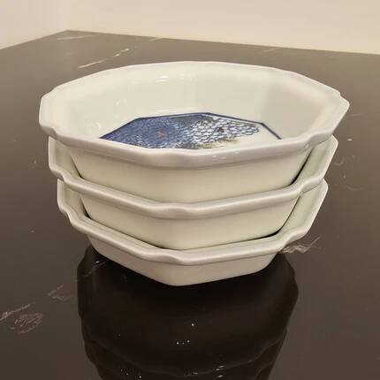 3 small vintage Japanese Takahashi porcelain bowls - Octagonal