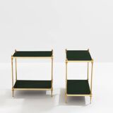 Pair of neoclassical lacquered brass side tables by Maison Jansen, 1970