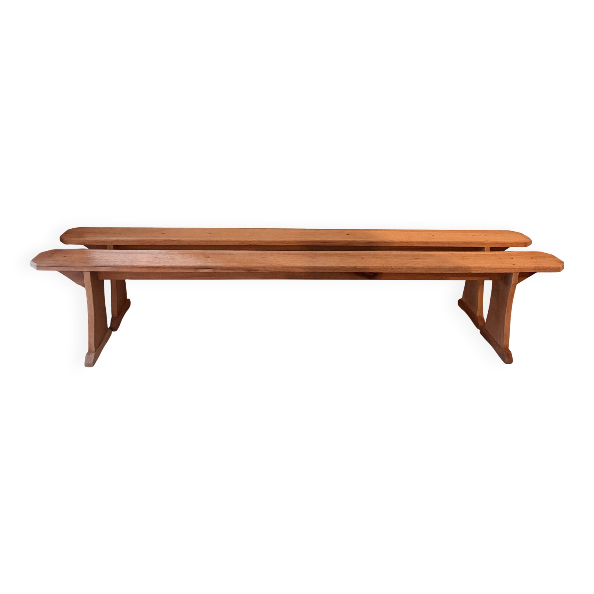 Set of 2 raw wood benches
