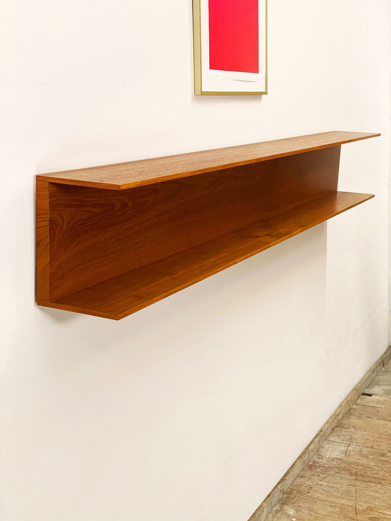 Mid-Century Modern Teak wall-mounted shelf by Walter Wirz for Wilhelm Renz, 200cm, 1960s