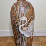 Decorative jar in painted solid wood, 57 cm