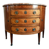 Commode demi-lune française ancienne – Louis XVI avec plateau en marbre