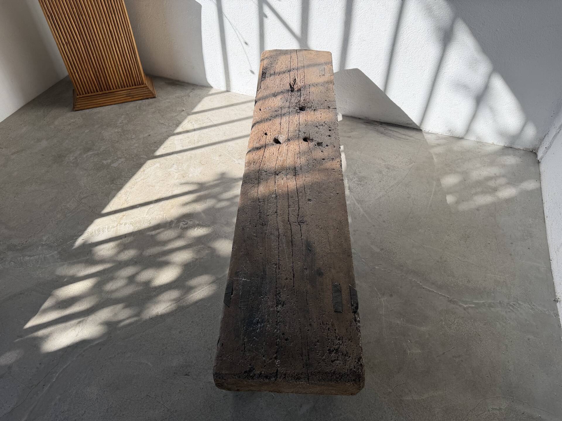 Brutalist Oak Bench – Unique Piece, 20th Century Folk Art