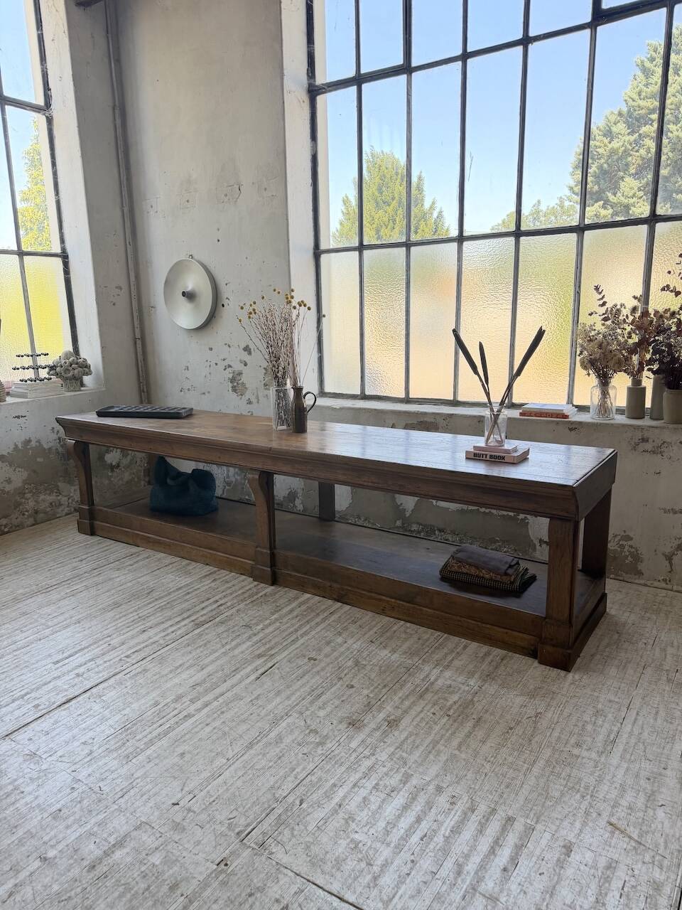 Table de gantier drapière 1900 chêne massif 330cm XL