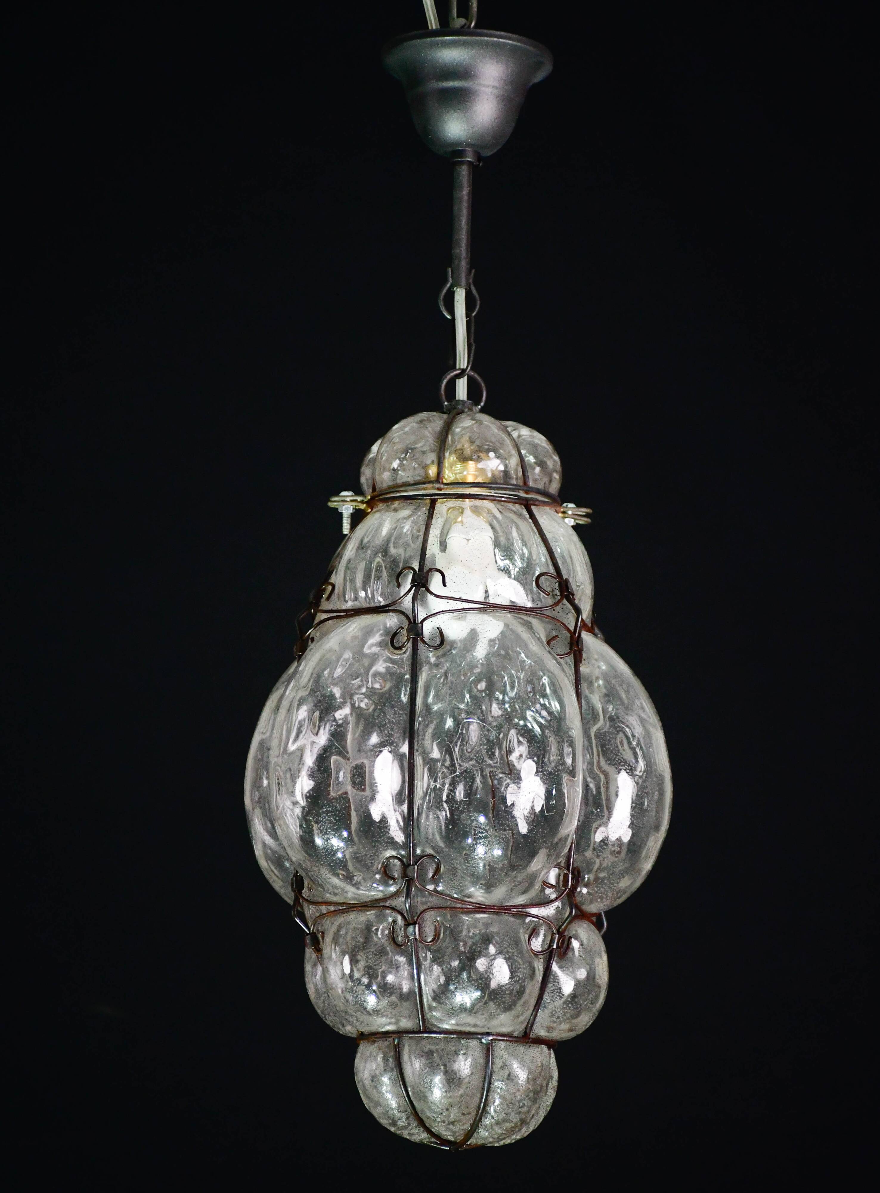 Venetian transparent lantern, Murano glass, Italy, 1970s