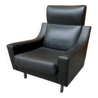 Vintage black Skaï armchair 1960/70