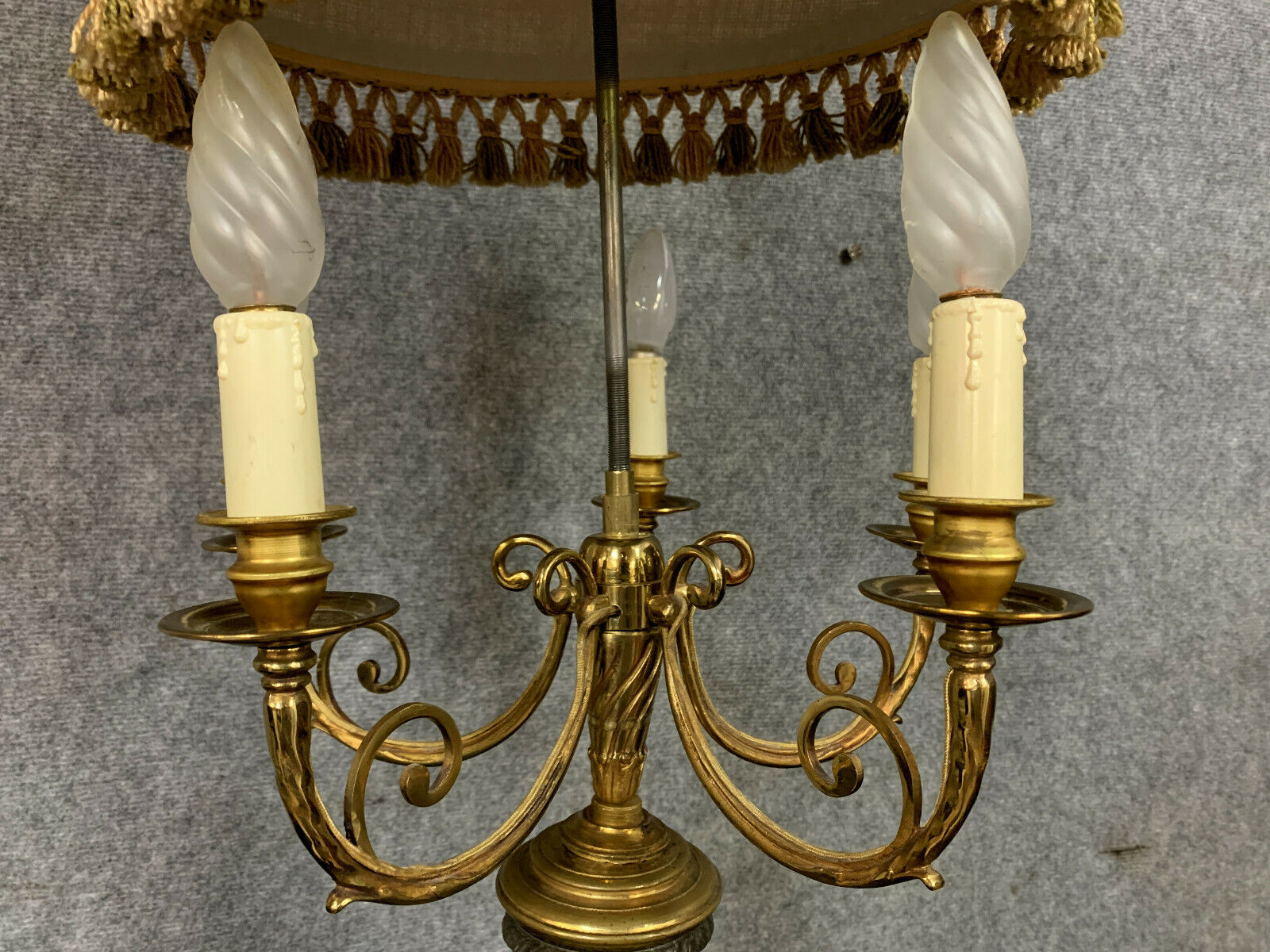Lampe époque Napoléon III en antimoine, bronze et marbre vers 1850