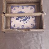 Grey patinated wooden top, ceramic bottom, for napkins/paper napkins