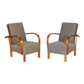 Art Deco Walnut Reclining Chairs, Czechia, 1930s, Set of 2