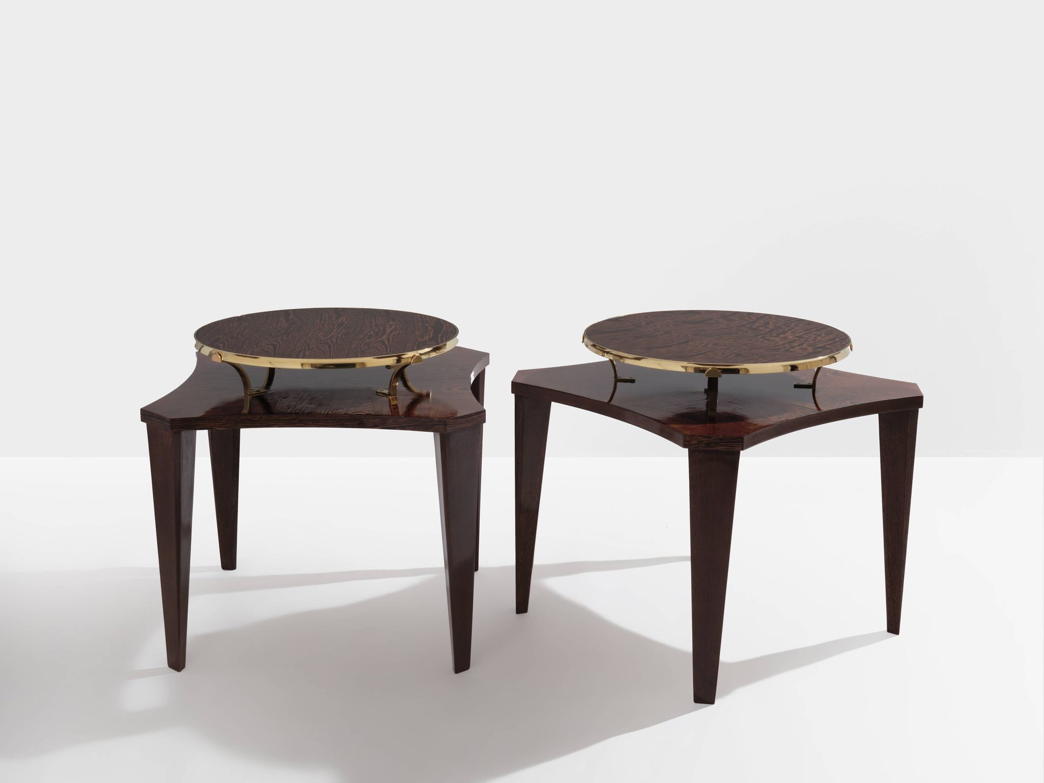 Alberto Pinto pair of wenge and brass side tables 1990