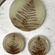 Ceramic trifle and coaster set / stoneware pottery signed 70s