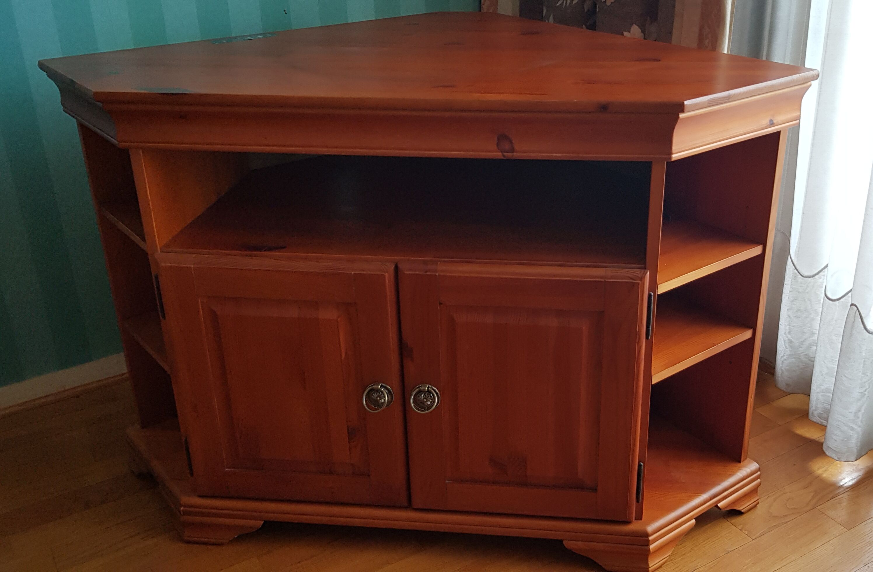 Solid wood corner TV cabinet Louis Philippe style