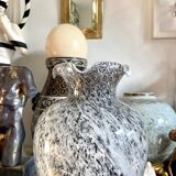 Vase en pâte de verre noir et blanc