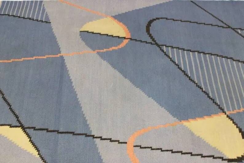 Geometric Modernist Kilim Carpet by Antonín Kybal, 1960s