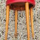 Baumann Low Stool Varnished Beech and Red Faux Leather