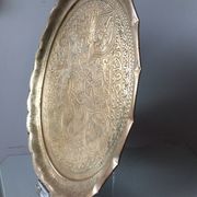 Islamic art brass tray with calligraphy & ornaments