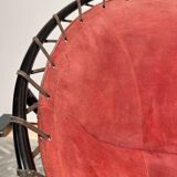 Balloon Lounge Chair in Red Suede & Metal by Hans Olsen, Denmark, 1960s